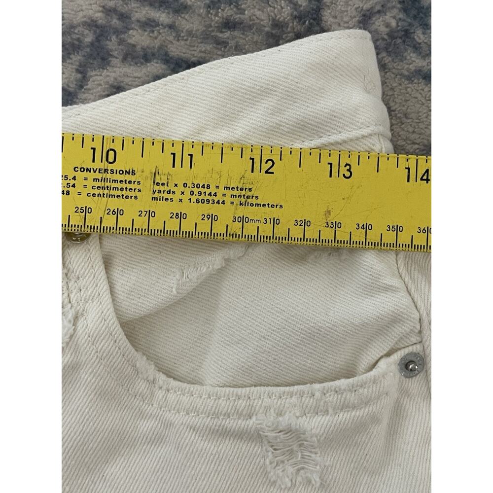 Free People We The Free White Distressed Frayed High Rise Denim Shorts Women 27 - Picture 4 of 8